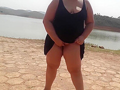 Showing Off At The Dam And Masturbating