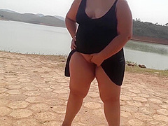 Showing Off At The Dam And Masturbating
