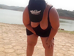Showing Off At The Dam And Masturbating