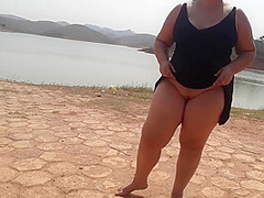 Showing Off At The Dam And Masturbating