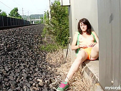 Shameless Teen Lucy Masturbating Outdoors