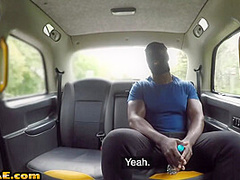 Busty MILF cabbie sucks after getting nailed by hung ebony