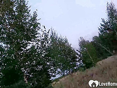 Horny girlfriend uses her feet on my stiffy