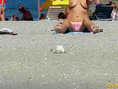 Two Horny Amateur Topless Teens - Voyeur Beach Video