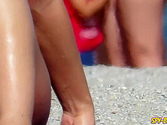 Two Horny Amateur Topless Teens - Voyeur Beach Video