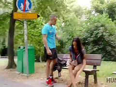 George Lee And Evelyn Neill In Outdoor Sex With Hunter Ends For Tanned Brunette