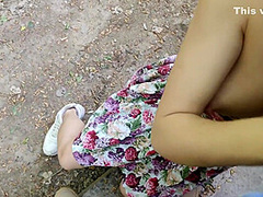 Great Blowjob In The Park Cum On Tits Girlfriend In Dress