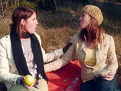 Manly Brunette Licks And Fucks Her Girlfriend Outdoors