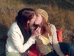 Manly Brunette Licks And Fucks Her Girlfriend Outdoors