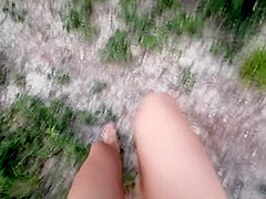 Wild Risky Public: Secretly Masturbate My Hairy Pussy Near The Camp In The Forest And Squirt!!!
