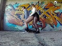 Girl Draws Graffiti And Then Fucks Her Boyfriend With A Strapon