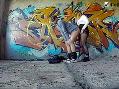 Girl Draws Graffiti And Then Fucks Her Boyfriend With A Strapon