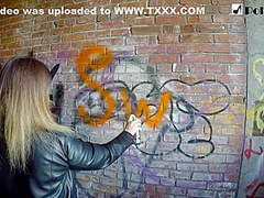 Girl Draws Graffiti And Then Fucks Her Boyfriend With A Strapon