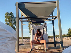 Hot Hungry Pussy Squirts On Her Fingers On Construction Site