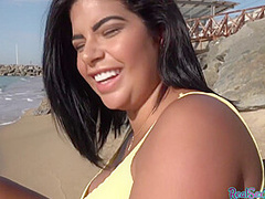 Curvy Latina gets pulled for outdoor sex in POV action
