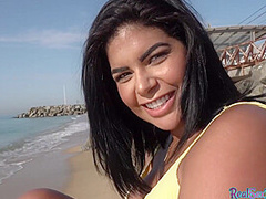 Curvy Latina gets pulled for outdoor sex in POV action