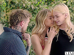 Two Stunningly Beautiful Blondes In Share A Cock
