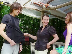 British cfnm mistresses sucking subject outdoors in threeway