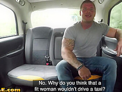 Busty UK taxi driver sucks and gets licked before sex