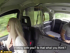 Busty UK taxi driver sucks and gets licked before sex
