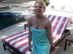 Little Taylor Dildo Solo at Pool
