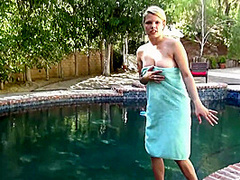 Little Taylor Dildo Solo at Pool