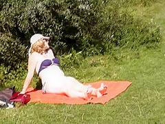 Outside Outdoors Wild Beach Naked Milf Sunbathes Masturbating Pussy. Naked In Public. First Episode
