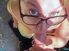 Blue Eyed Beauty Sucks His Dick In Public And Takes Massive Facial Before Going On A Cumwalk - Hannah Goode 8 Min