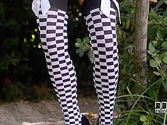 Sexy Chick With Big Boobs In Disguise Outdoors