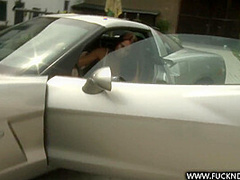 Mary Wet In Euro Slut Masturbating In A Corvette