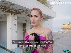Tattooed Nymph Takes My Euros For Sex On With Silvia Ruby And Juan Lucho