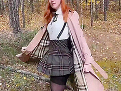 Redhead Student Sucked And Fucked With Classmate To Keep Warm In The Woods 7 Min