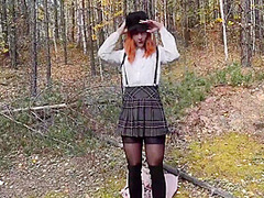 Redhead Student Sucked And Fucked With Classmate To Keep Warm In The Woods 7 Min