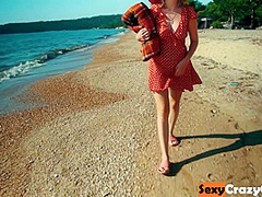 Sandi Beach - Walking Naked On A Fucking A Huge Dildo And Having Sex With A Boyfriend
