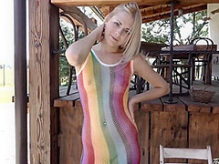 Rainbow Mesh Dress Striptease