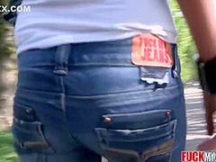 Slutty Teen In Tight Jeans Fucked Rough From The Back