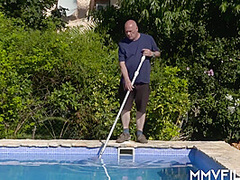 Skinny Cutie Gets Rammed And Facialized At The Poolside