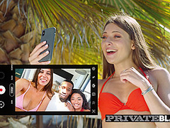 Scarlett and Anya Krey Taste Their First Black Cock