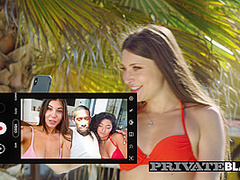 Scarlett and Anya Krey Taste Their First Black Cock