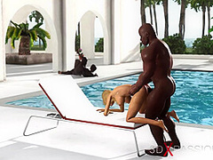 Group sex on the island. Black big guys fuck hard hot horny girls