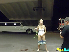 Urine Slut Drinks Pee And Pisses Outdoors With Cony Clay And Montse Swinger