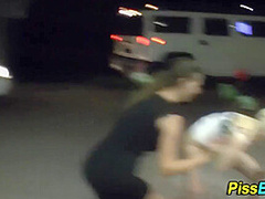 Urine Slut Drinks Pee And Pisses Outdoors With Cony Clay And Montse Swinger