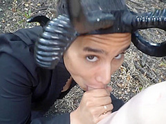 Every Halloween This Sexy Succubus Deepthroats Another Dick On A Public Trail In The Haunted Woods