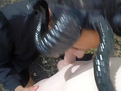 Every Halloween This Sexy Succubus Deepthroats Another Dick On A Public Trail In The Haunted Woods