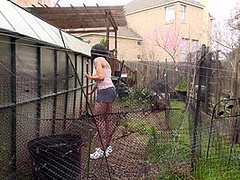 Unshaved American Cougar Playing With Herself In The Garden House - MatureNL