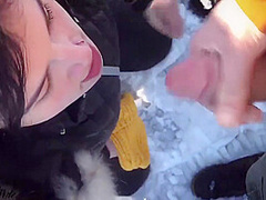 Brunette Public Blowjob Dick Stranger And Cum In Mouth - Hidden Camera 10 Min