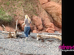 Amateur Couple Sex On The Beach (nova Scotia) With Honey Moon