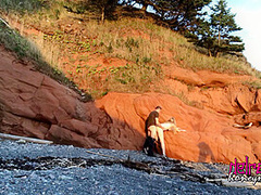 Amateur Couple Sex On The Beach (nova Scotia) With Honey Moon