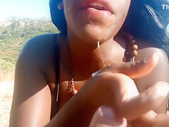 Tribal Princess Worships My Big White Cock´n Swallows Cum Outdoors