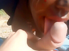 Tribal Princess Worships My Big White Cock´n Swallows Cum Outdoors